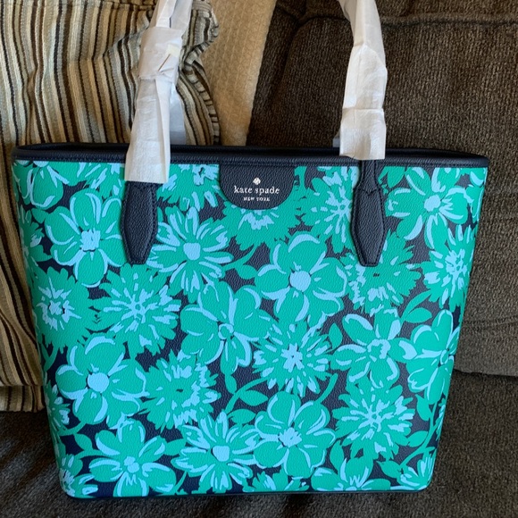 Authentic KATE SPADE leather Floral zip top tote Limited Edition - Picture 2 of 9